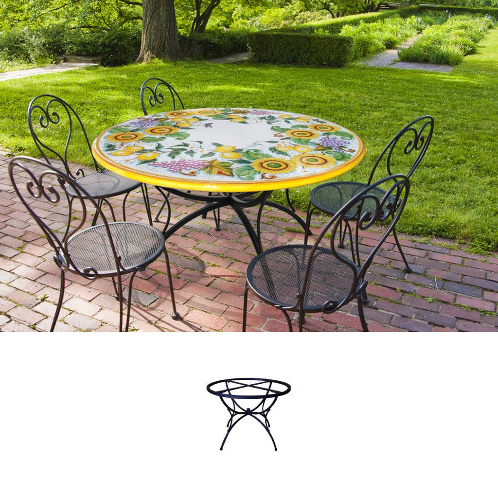 Gartentisch Uva, Limoni e Girasoli, Ø 120 cm mit Untergestell Vega GD017CS