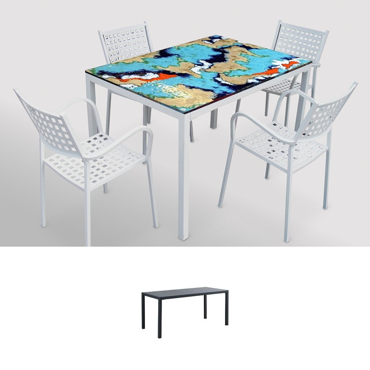 Gartentisch Laguna, 140 × 80 cm mit Untergestell Friends R 140x80