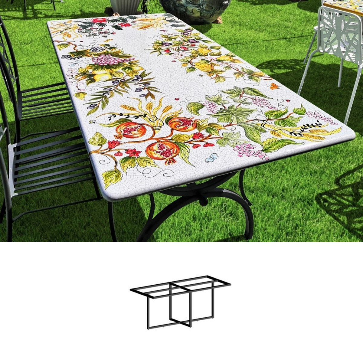 Gartentisch Inglese, 180 × 90 cm mit Untergestell Biquadro 160x60