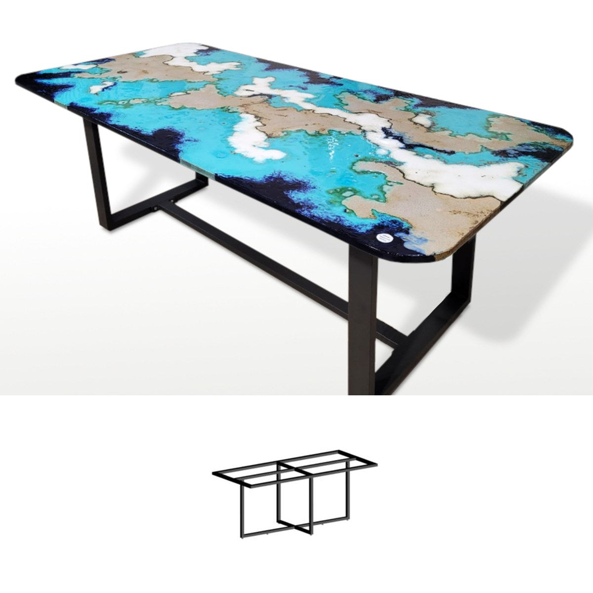 Gartentisch Laguna Blu, 200 × 100 cm mit Untergestell Biquadro 180x80