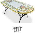 Gartentisch oval Settecento, 200 × 100 cm mit Untergestell Biquadro 180x80