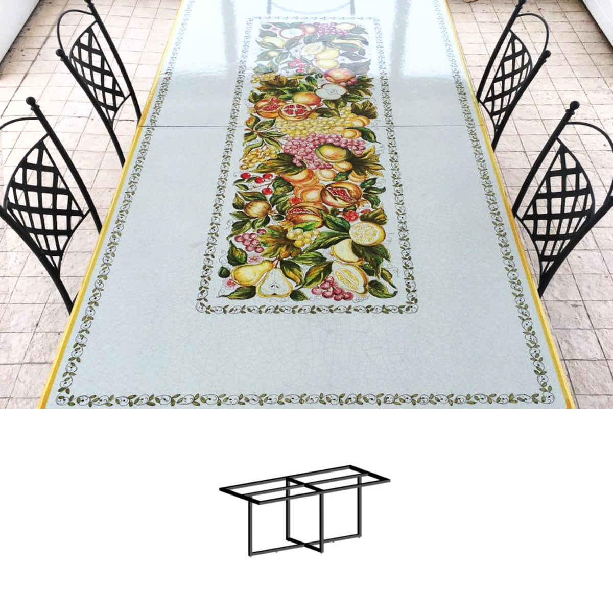 Gartentisch Frutta centrale, 250 × 100 cm mit Untergestell Biquadro