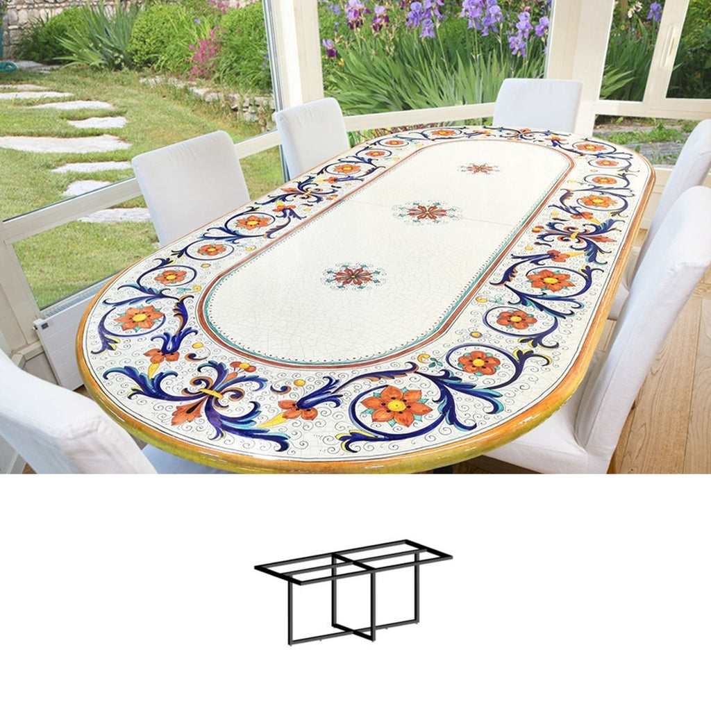 Gartentisch oval Ricco Deruta, 250 × 120 cm mit Untergestell Biquadro