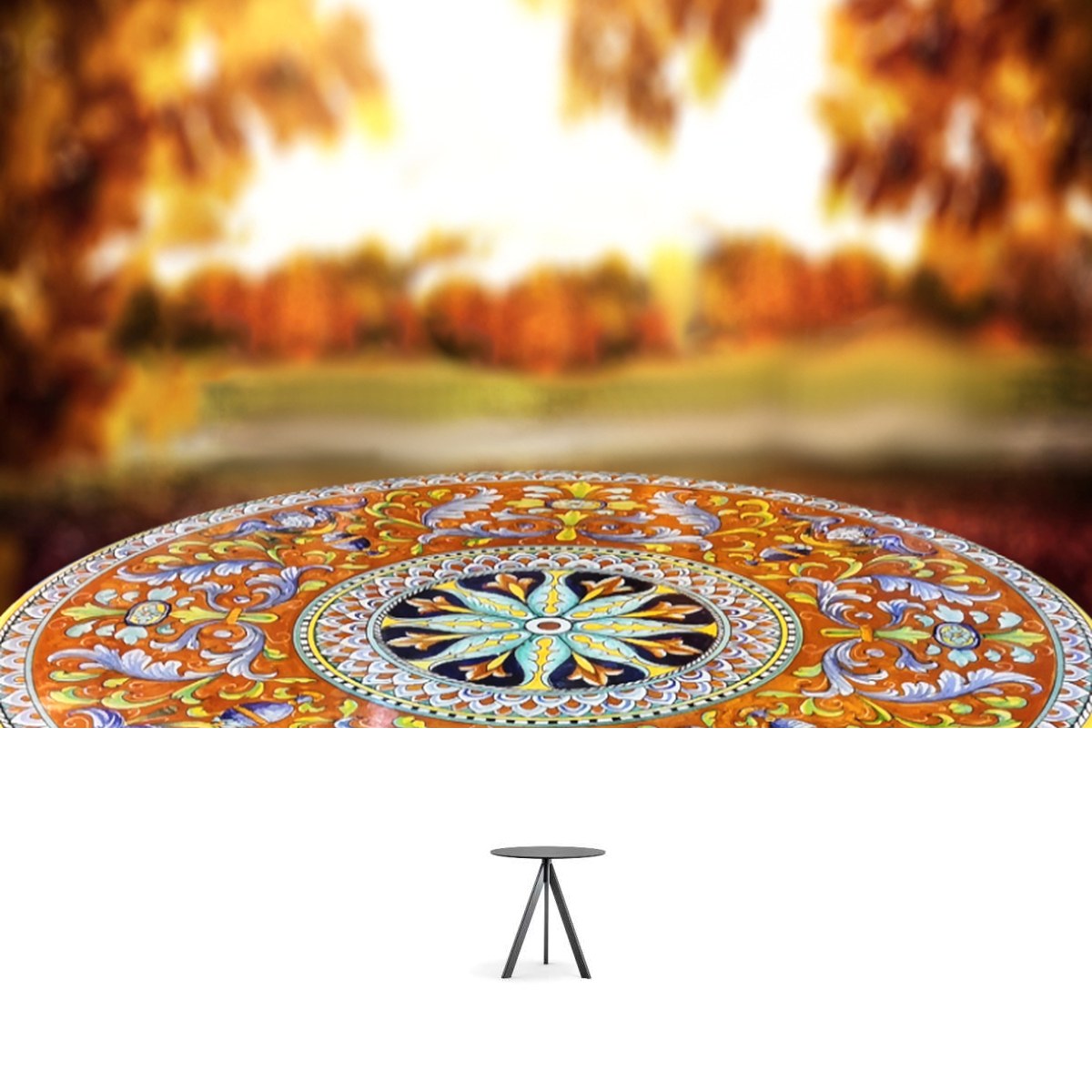 Gartentisch Deruta Antico, Ø 80 cm mit Untergestell Archi-Cricket D60